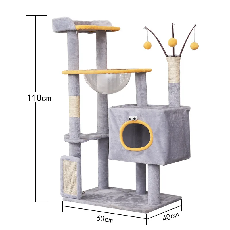 Factory Hot Sale Large Wooden Cat House Climbing Multi Layer Cat Climbing Tree With Hammock Ladder
