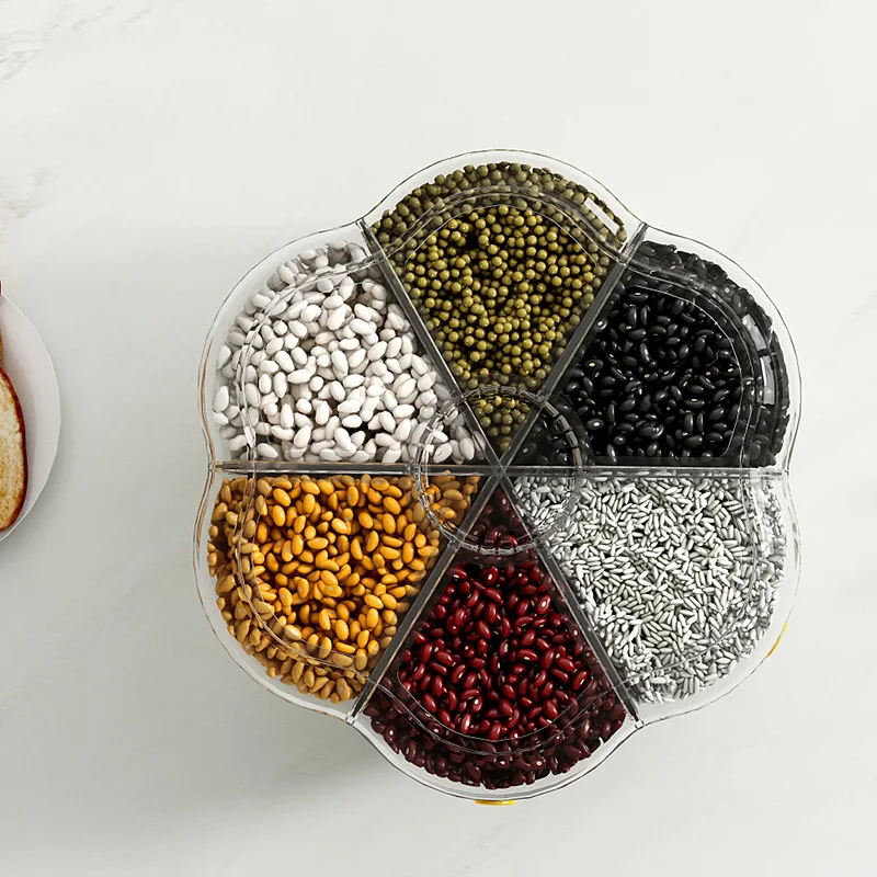 Cereal Grain Container Storage, Upgrade 360 Rotating Food Dispenser with Lid for All Beans, Barley, Millet, Rice