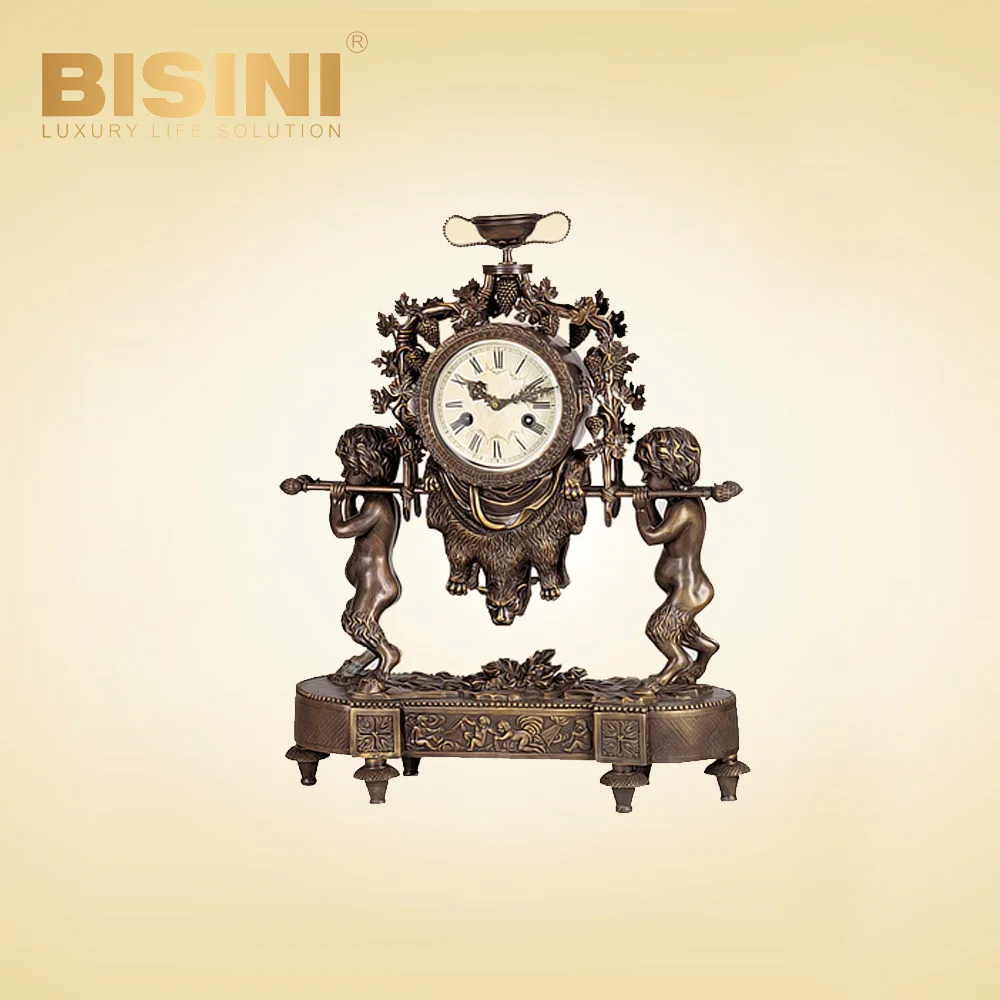 French luxury Style Gilding Trophies shape tower clock Classic Cast copper desk clock Exquisite ornaments table clock