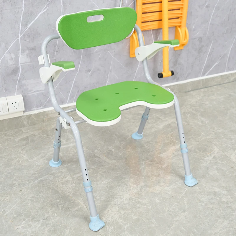 Bathroom toilet folding shower chair for the disabled, elderly and handicapped