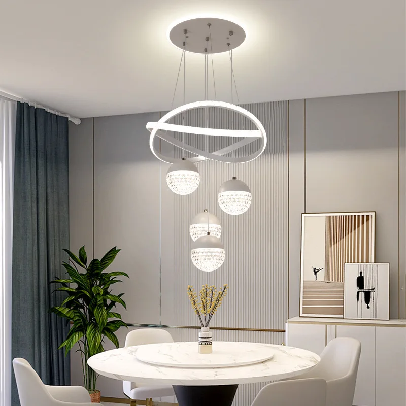 Up And Down Luminous Aluminum Living Dining Room Led Pendant Light Luxury Circle Chandelier Modern