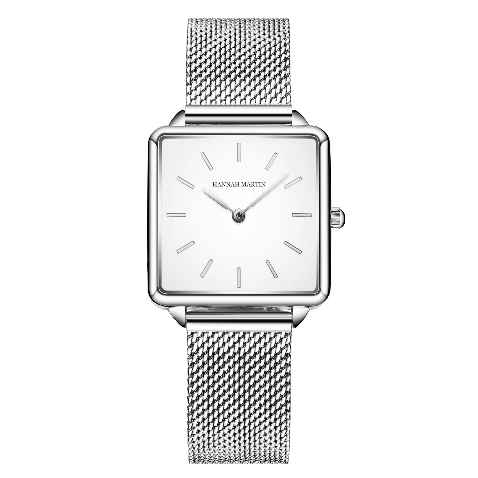 
Luxury Custom Logo Square Ladies Watches Fashion Private Label Women Watch 2020 Glass HANNAH MARTIN Alloy Bracelet Clasp 