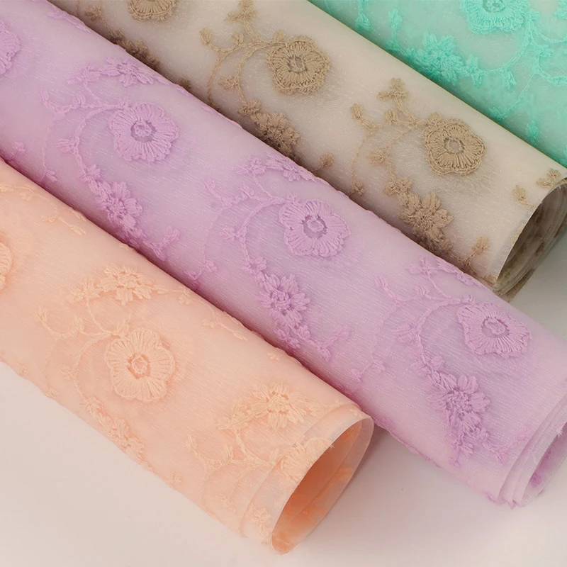 S008 EVA Embroidery Floral PVC plastic film cuero 0.45mm custom leather for bags accessories craft supplies table stationery