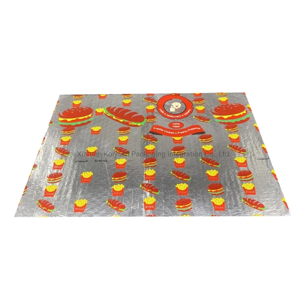 Упаковка еды на вынос алюминиевая фольга ламинированная бумага изолированная пленка для бургеров