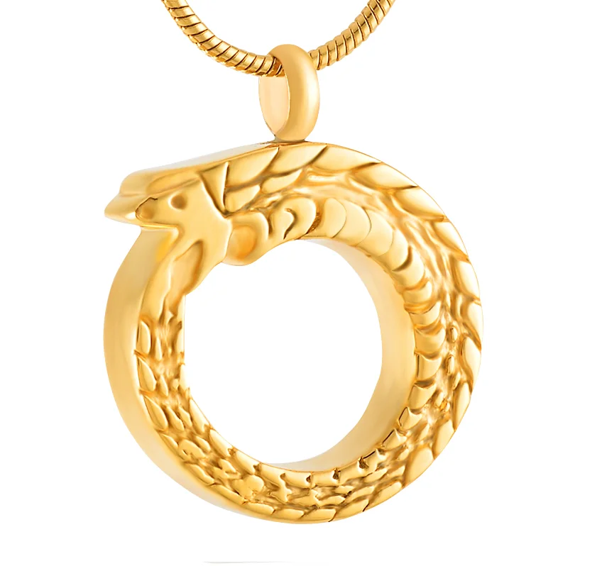Rebirth Snake biting its tail 316L Stainless Steel Pendant Souvenir Necklace Ashes Cremation Urns Jewelry Keepsake Gifts