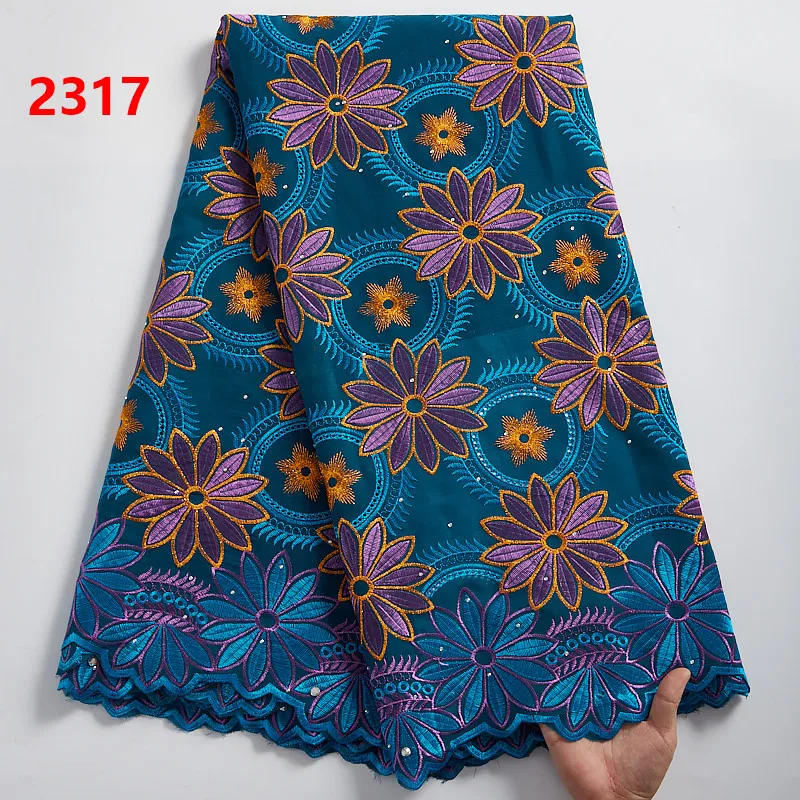 2455 Latest Nigerian Swiss Lace Fabric In Switzerland African White Embroidery Cotton Lace Fabrics For Women