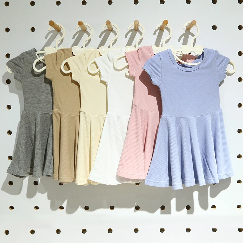 Hongbo OEM/ODM Baby Skirts Floral Short sleeved Infant Skirts Romper Bamboo Spandex Baby Dresses for girls