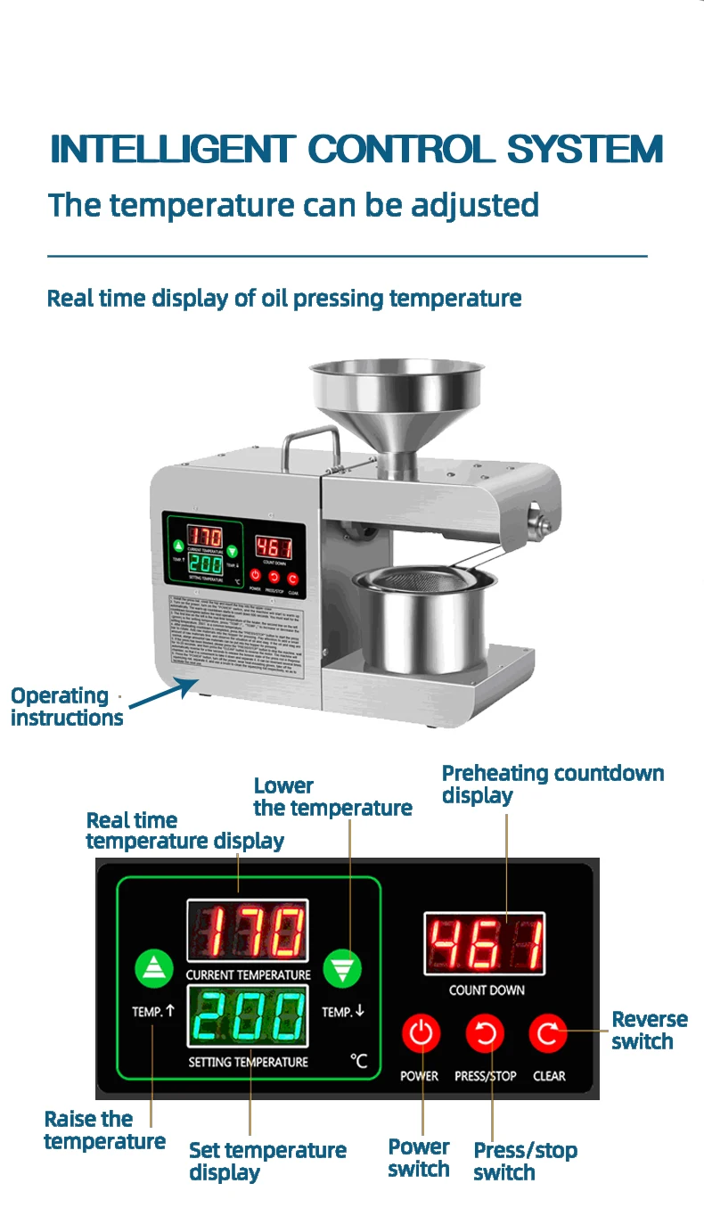 home  small  Cold and Hot Press Peanut Coconut Sunflower Oil Press Machine Oil Mill Making Pressing Extracting Machine