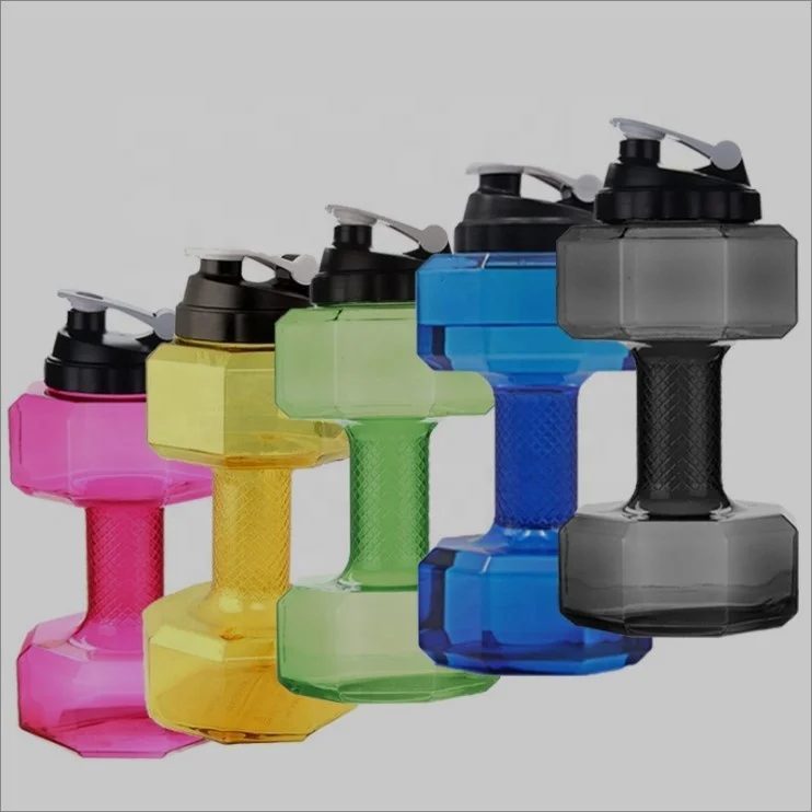 2.2 Liter gym water bottle plastic dumbbell shape PETG sport shake  bottle