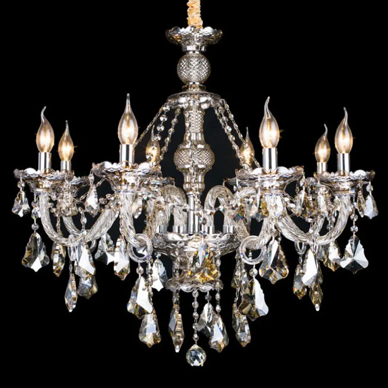 Modern Led 3/6/8/10/12/15/18 Arm Lights White Led Crystal Chandelier Living Room Light Vintage Crystal E14 Candle Chandelier