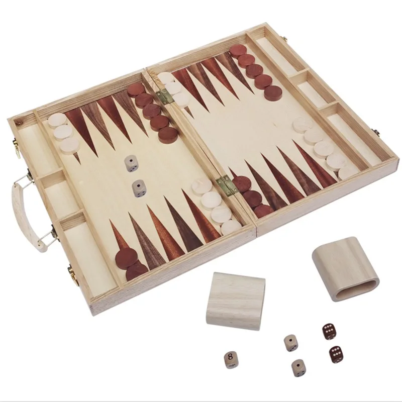 Backgammon Board Game Set  Folding Portable Travel game Set with Wooden Playing Pieces portable