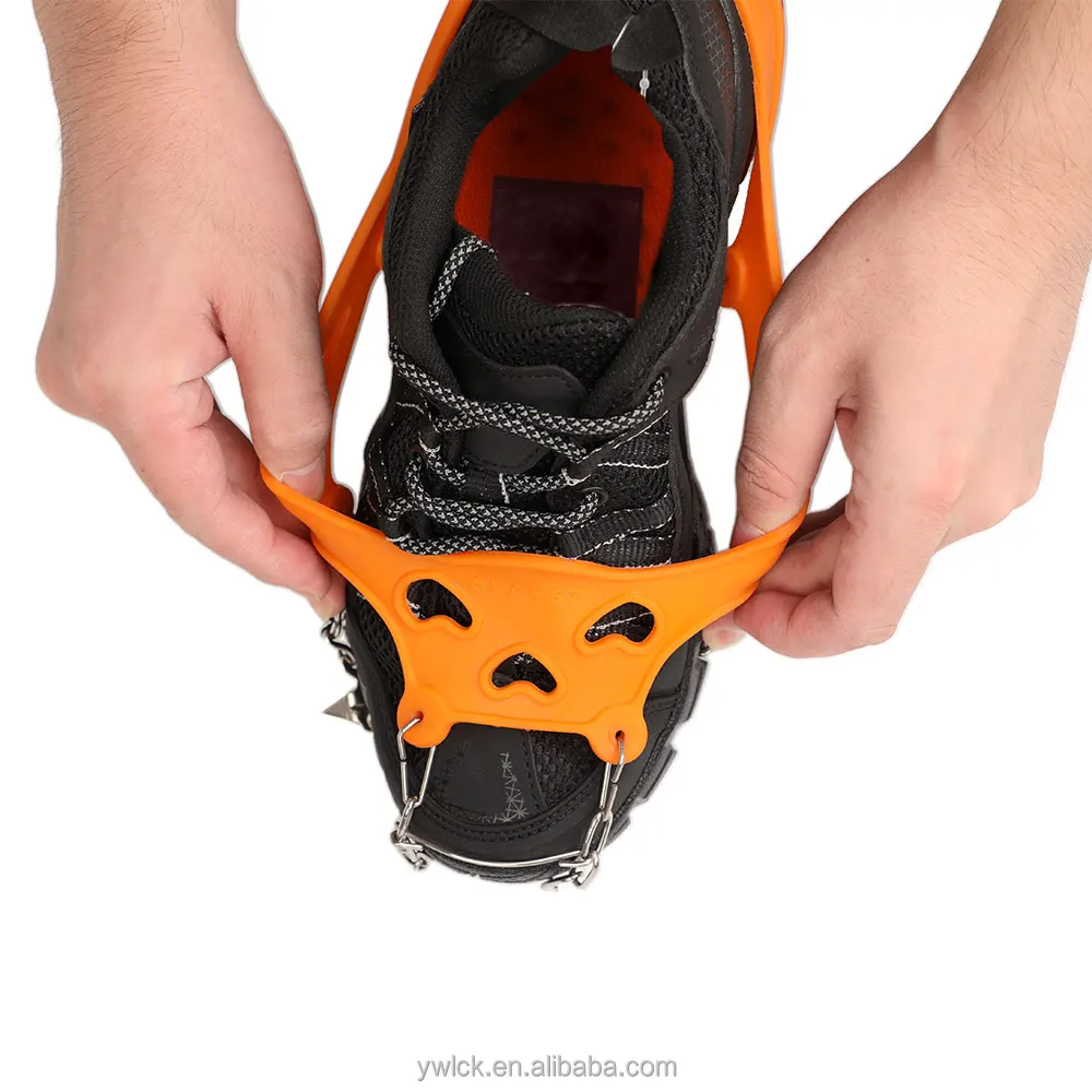 19 Teeth Hiking Stainless Steel Flexible Anti-Slip Traction Snow Shoe Grips Ice Cleats Black Snow Ice Spikes Crampons
