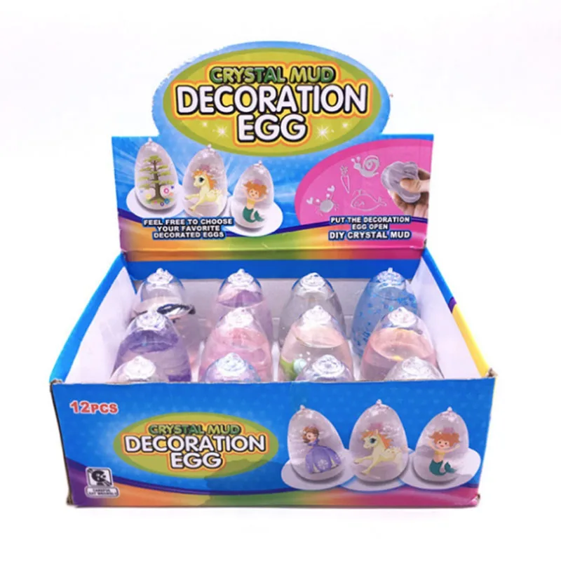YY0390 Easter Basket Stuffers Easter Toys Clear Slime Party Favors Easter Eggs Fillers 12 Pack Dinosaur Slime