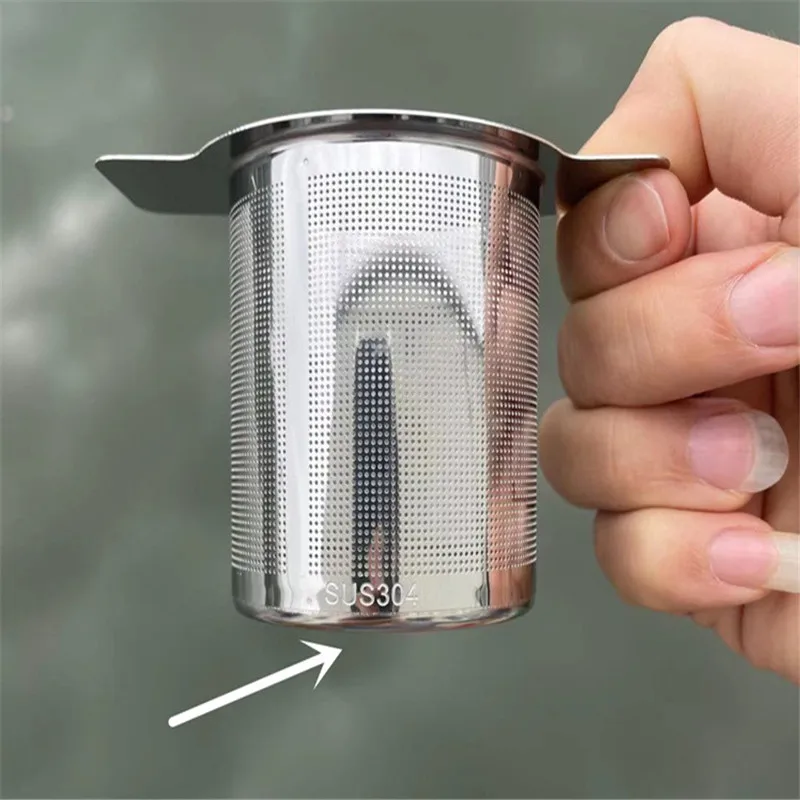 Double Handles Tea Infuser with Lid Stainless Steel Fine Mesh Coffee Filter Teapot Cup Hanging Loose Leaf Tea Strainer