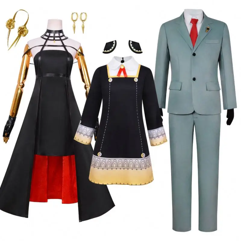 Anime Spy X Family Yor Forger Cosplay Costume Dress Suit Black Red Skirt Set Men Blazer Set Outfits Halloween Carnival