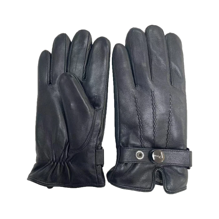 Customization Available Classical Men Black  Sheepskin Leather Gloves Mittens