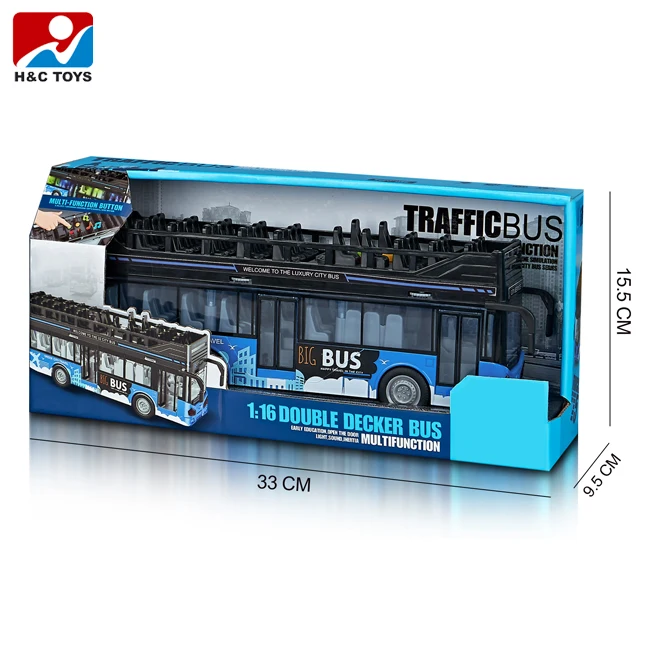 Multifunction simulation double decker bus with light music traffic car toys 1:16 city buses toy