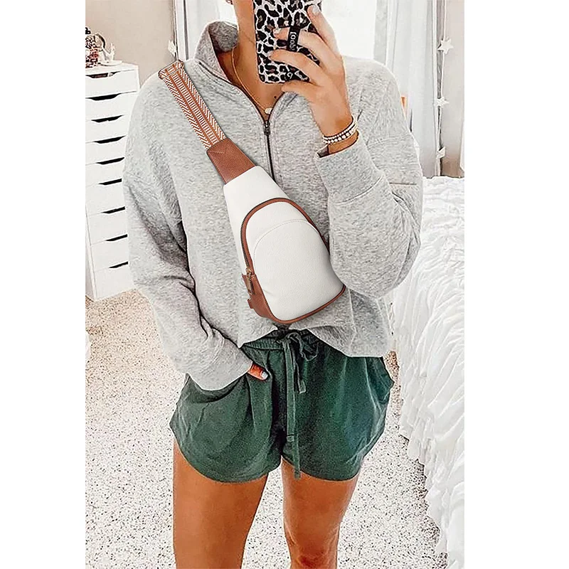 YBN Outdoor Sport Travel Hiking Chest Custom Logo Faux Leather Durable Waterproof Fanny Pack Sling Backpack Sling Bag for Women