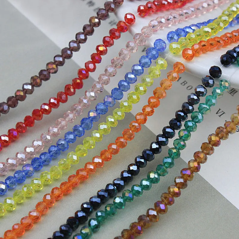Factory Wholesale Faceted Rondelle Glass Beads 2mm 3mm 4mm 6mm 8mm Manufacturers Crystal Glass Beads Bracelet Beads Free Samples
