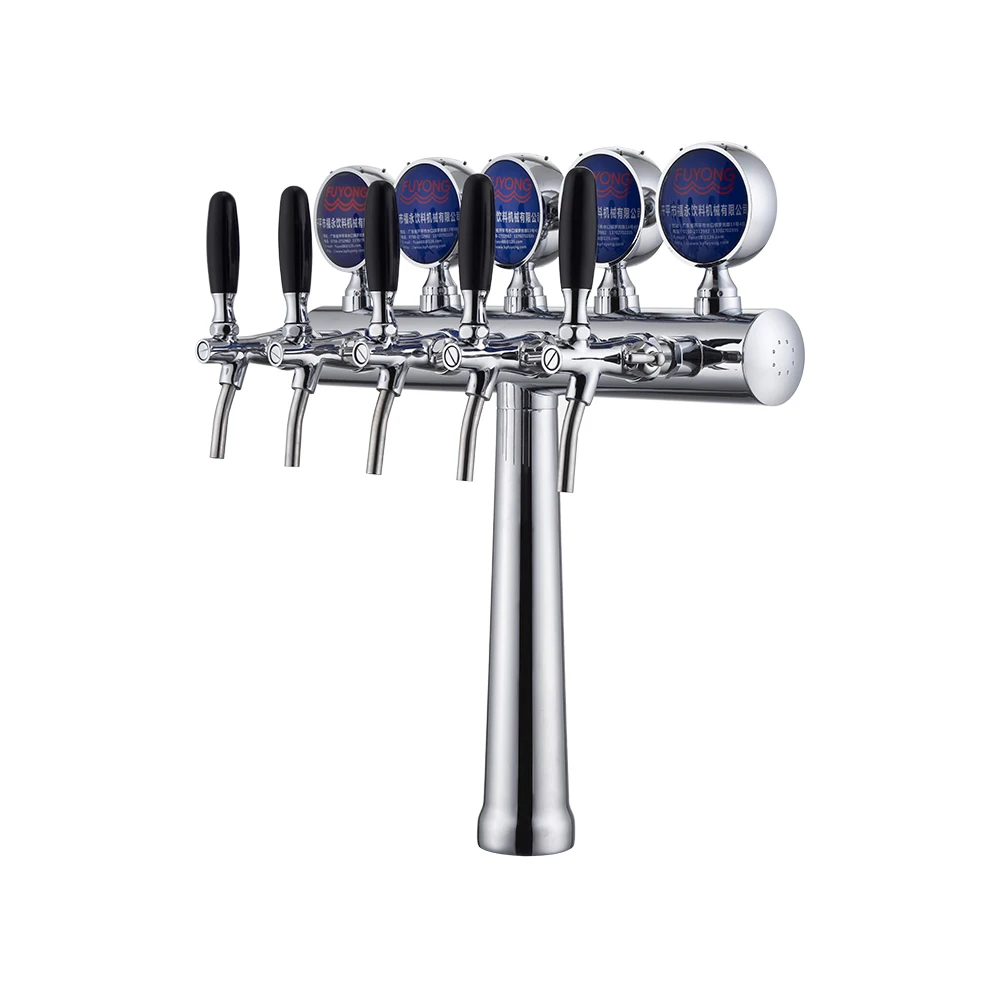 Top Quality T Type 5 Taps SS304 Beer Tower Draft Beer Font Dispenser Flow for Kegerator Bar Home