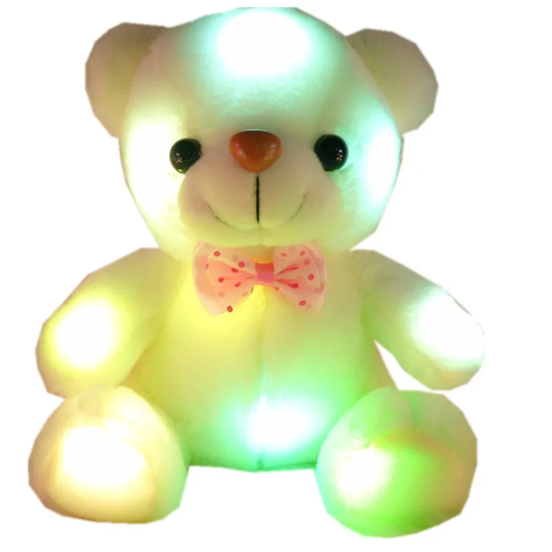 Colorful Glowing Luminous Anime Teddy Bear Plush Toy Cute Night Glow Companion Soft LED Light up Doll
