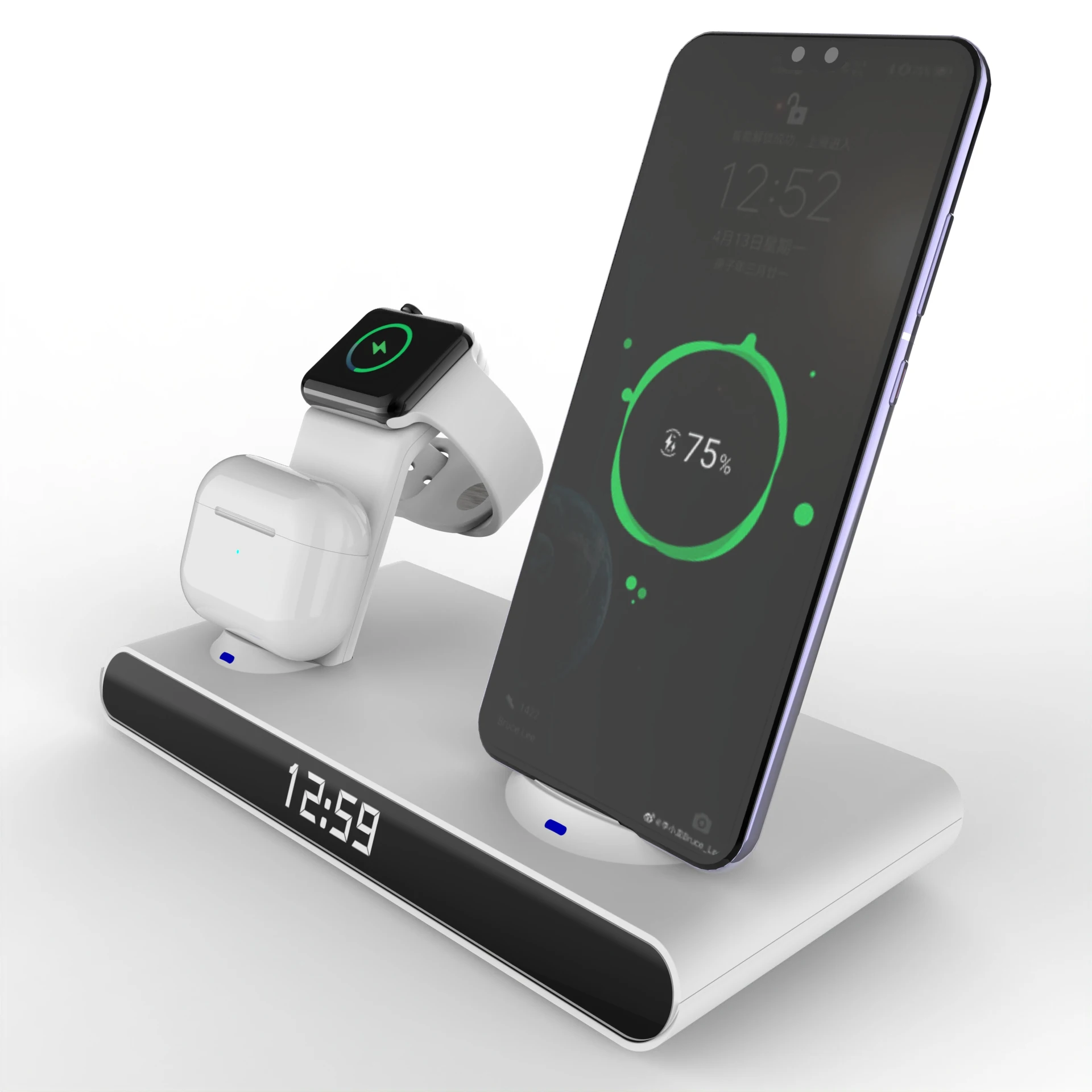 Trending Products 2023 New arrivals Wireless Charger Alarm Clock For iphone 14 Chargers 3 in 1 Led Alarm Clock For Airpods Pro 3