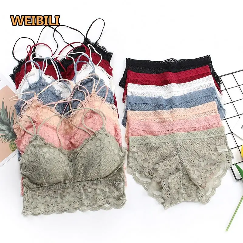 Sexy Full Lace Bra Underwear For Women 2 Piece Bra and Panty Set Push Up Nylon Saxy XXX Sexy Girls Sexy Bra Pant Set