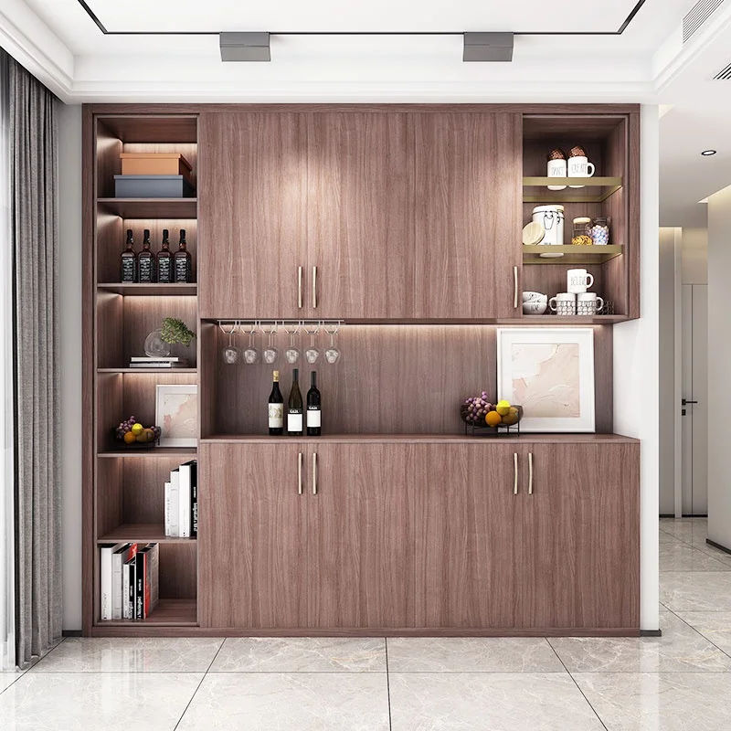 Modern Living Room Led Light Display Cabinet Wooden Wine Red Wine Cabinet