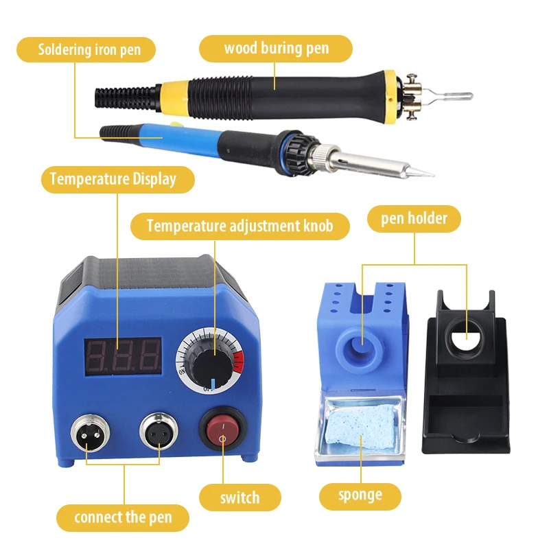 Wood Burning Kit Tool 110W Digital Display Double Use Soldering iron Pen Pyrography Machine 15pcs tips DIY Tools