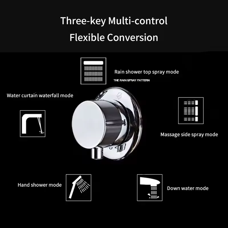 LZ Hwa.Vic Modern Design Wall Mounted Chrome Column Body Massage System Shower Panel with Hand Sprayer Set