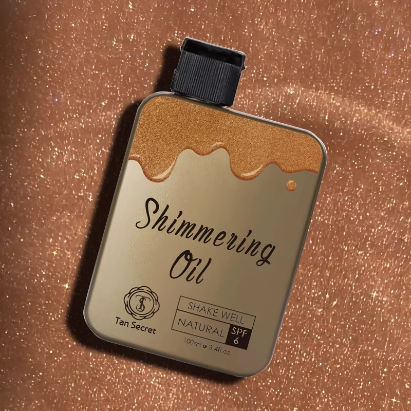 Natural Organic Dry Shiny Particles Body Oil Golden Bronze Tan Glow Shimmer Oil