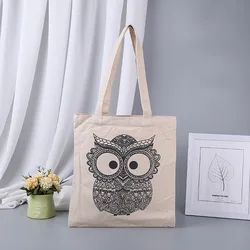 Custom Printed Canvas Cotton Hand Bag Cartoon Printed Sac a Main En Tissu White Tote Bag Cotton Canvas
