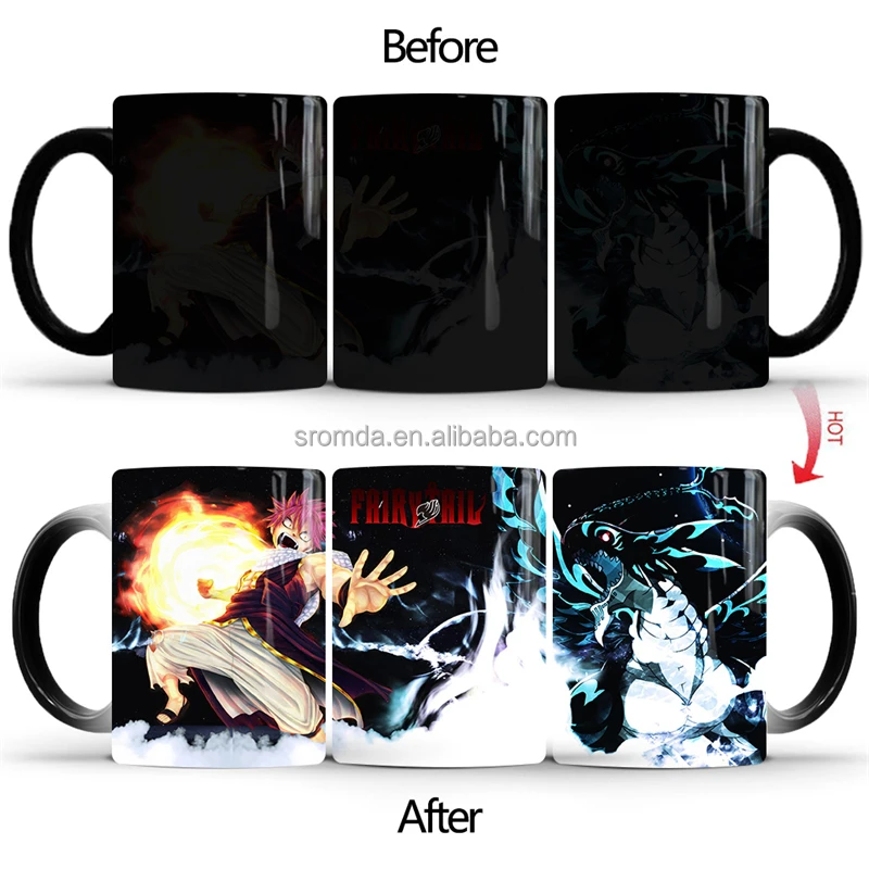 Wholesale Gift Cups Fairy Tail Color Changing Mug Thermal Magic Coffee Mug Ceramic Milk Cups