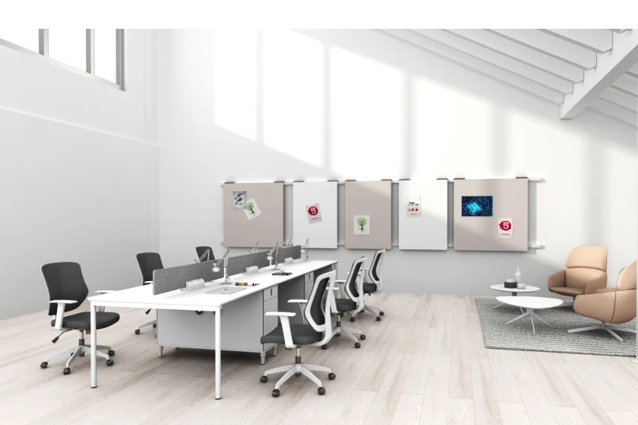 Modern open modular 4 person workstation office desk  furniture design work office tablewith metal leg for office space