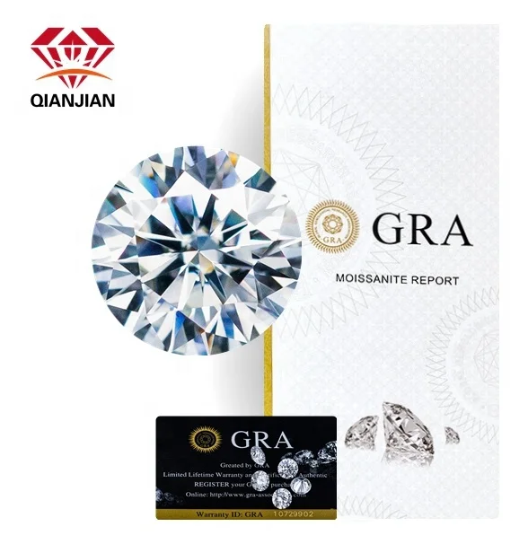 D Color Loose Mosanite Round Shape GRA Certificate Lab Grown Diamond  VVS1 Loose  Moissanite