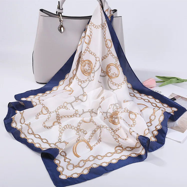 Оптовая продажа, новый дизайн, шелковый шарф с цифровой печатью, аксессуары для головы с индивидуальным дизайном, 70*70 см, квадратный атласный хиджаб-шарф