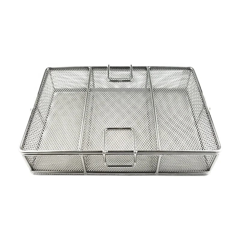 Customizable 304 stainless steel medical equipment disinfection basket , medical storage basket, metal wire mesh drainage basket