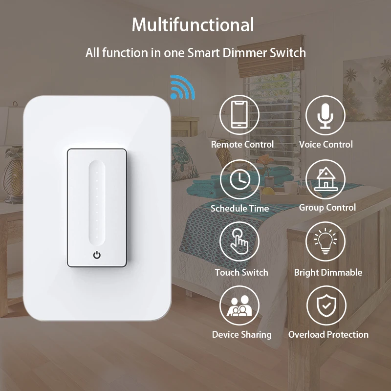 USA standard 110v voice control touch smart electrical wall zigbee switch dimmer 3 way with alexa