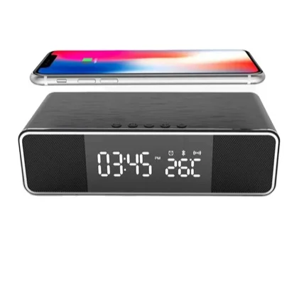 Factory Wholesale FM Radio New Wireless Charger 3in1 Digital Alarm Clock with Blue Tooth Speaker