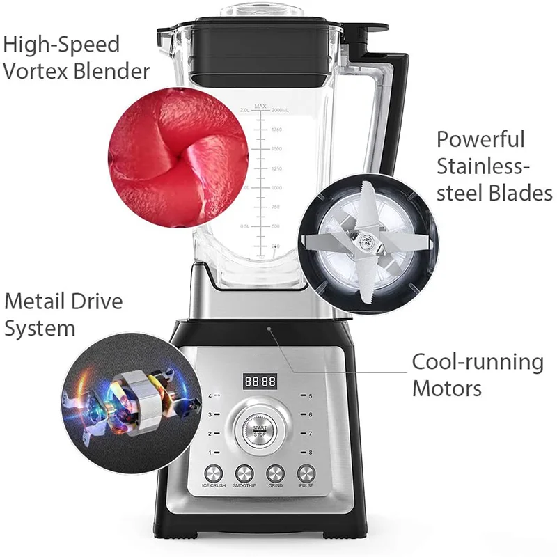 High Speed Commercial Smoothie Kitchen Home Appliance Machine Electric Blender with CE Approval