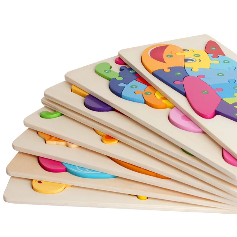 CMC Large Dinosaur Buckle 3D Puzzle Wooden Toy Animal Wooden Puzzles for Toddlers Educational Wooden Puzzle Games