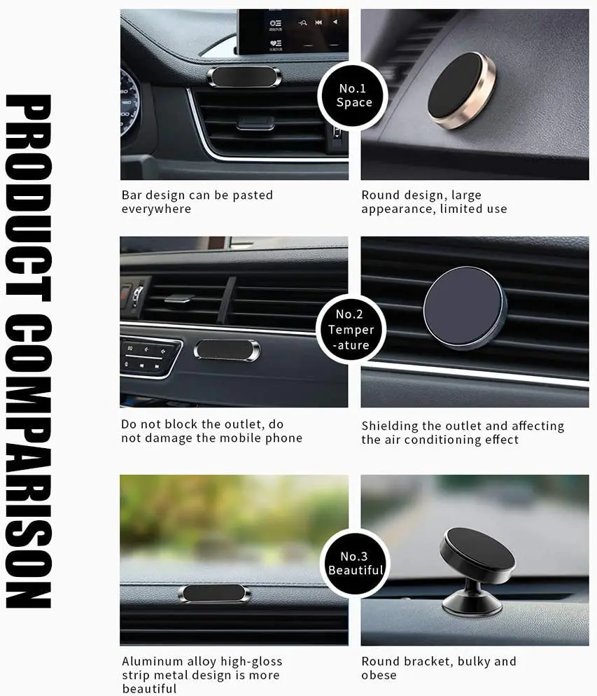 PUERXIN Magnetic Cell Phone Holder Car Mount