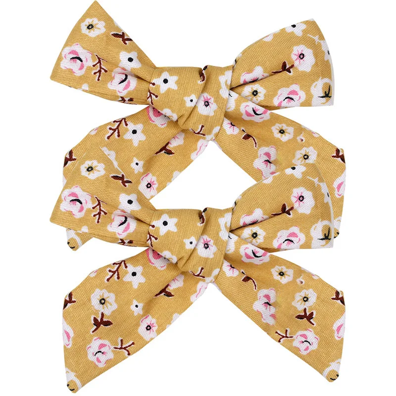 More colour High Quality Handmade Floral Prints Bows Hair Grips Little Girls Hair Clip Photo Group Shower