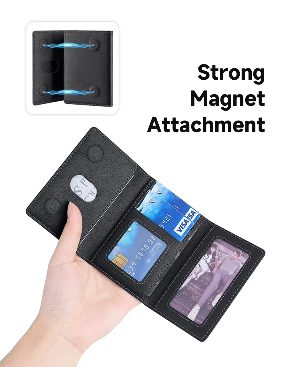 3 in 1 Slim Strong Magnet Wallet PU Leather Card Holder Mobile Phone Holder Case Phone Stand For iPhone 12-16