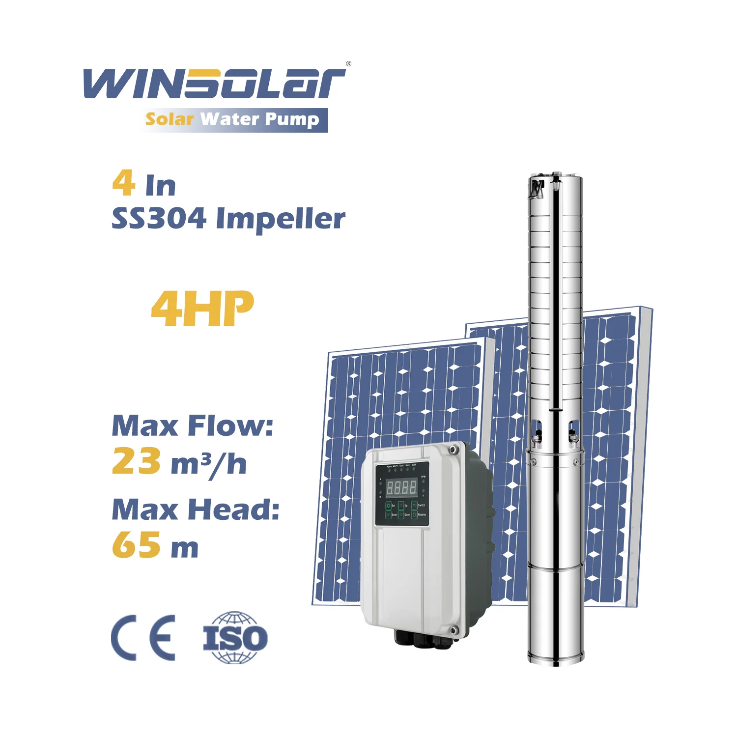 4 Inches DC 3 kW Stainless Steel Impeller Supplier Pump Solar Deep Well Solar Water Pump for Agriculture