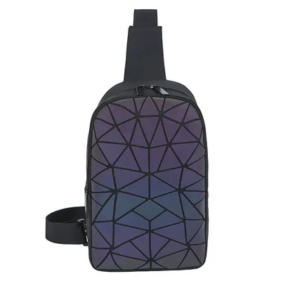 Geometric rhombus reflective shoulder sling bag diamond lattice luminous laser chest bags