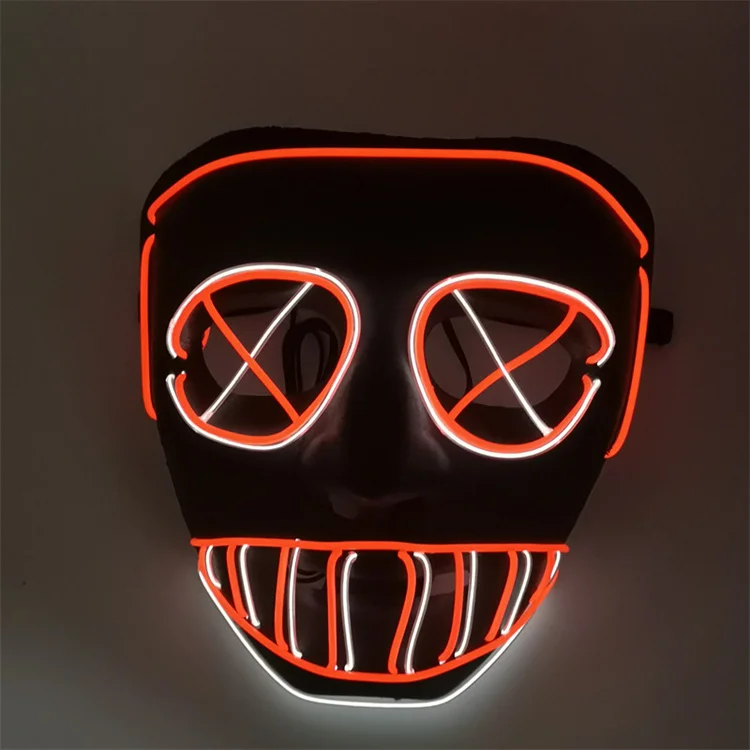 Factory Led El Flashing Light Scary Face Mask Neon Glowing Big Mouth Cosplay Carnival Party Masks Masquerade Decoration Shield