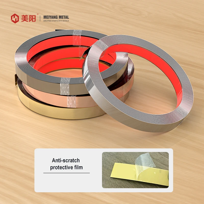Factory price high quality stainless steel stair parts edge trim Strip Self Adhesive Gold Lines Trim Strips For Wall Decoration
