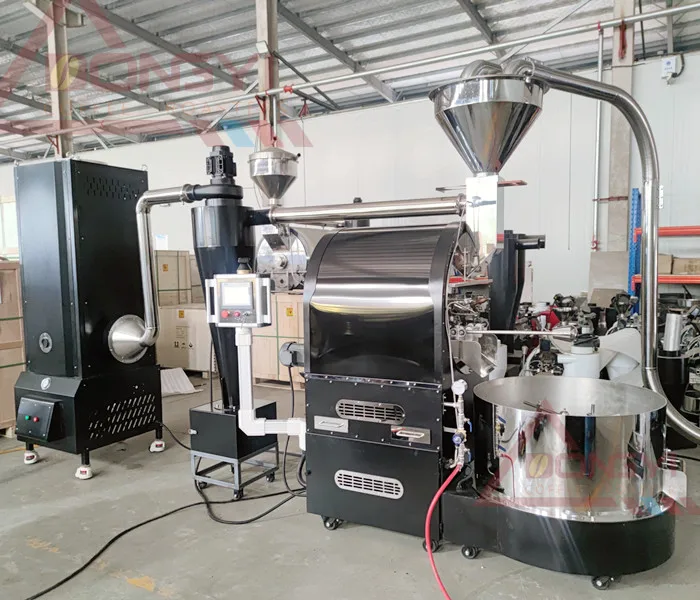 Commercial 20kg Batch Drum Roaster Machine for Cocoa & Coffee Beans Electric-Powered with Gas Heating Household Bakery Roasting