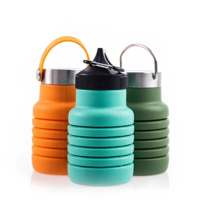 Portable Travel Folding Sports Water Bottles Foldable Silicon Bottle Leak Proof Collapsible Drink Bottle